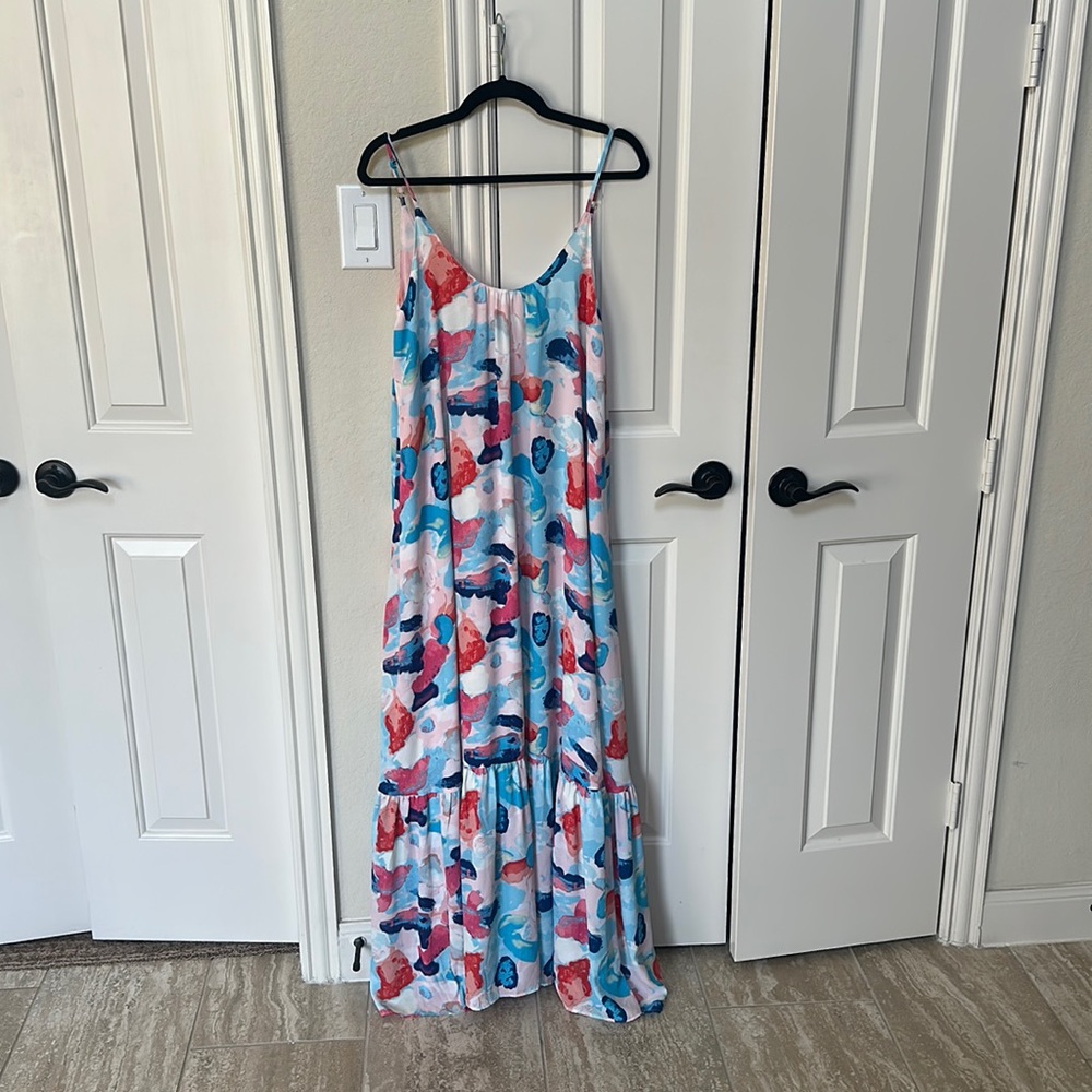 Buddy Love pink, white and blue maxi dress. Perfect for vacation!!! NWOT